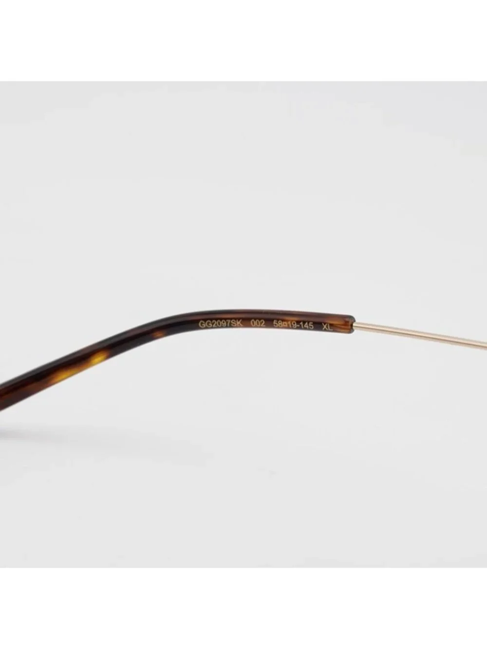 Gucci GG2097SK 002 Sunglasses Gold Square Frame, Green Lenses